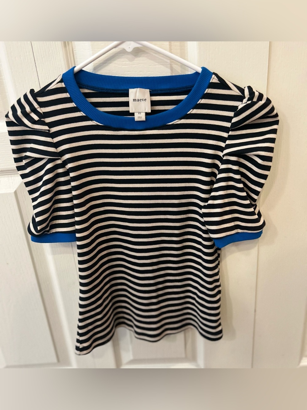 Anthropologie Maeve Striped Puff Sleeve Top Size XS - Picture 3 of 4